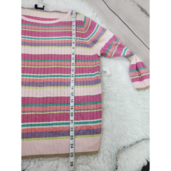 Sag Harbor Women's Pink Striped Lightweight Pullover Sweater Size Large NWT - Picture 6 of 6